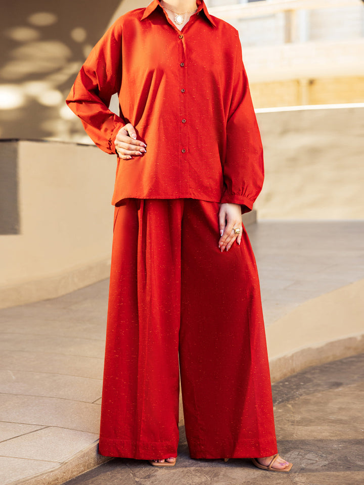Dobby Rust Stitched Suit - Almirah