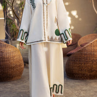 Cotton Cream Stitched Suit - Almirah