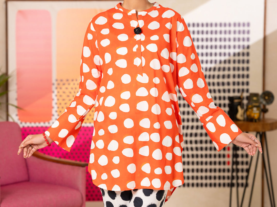 Cotton Orange Kurti - Almirah