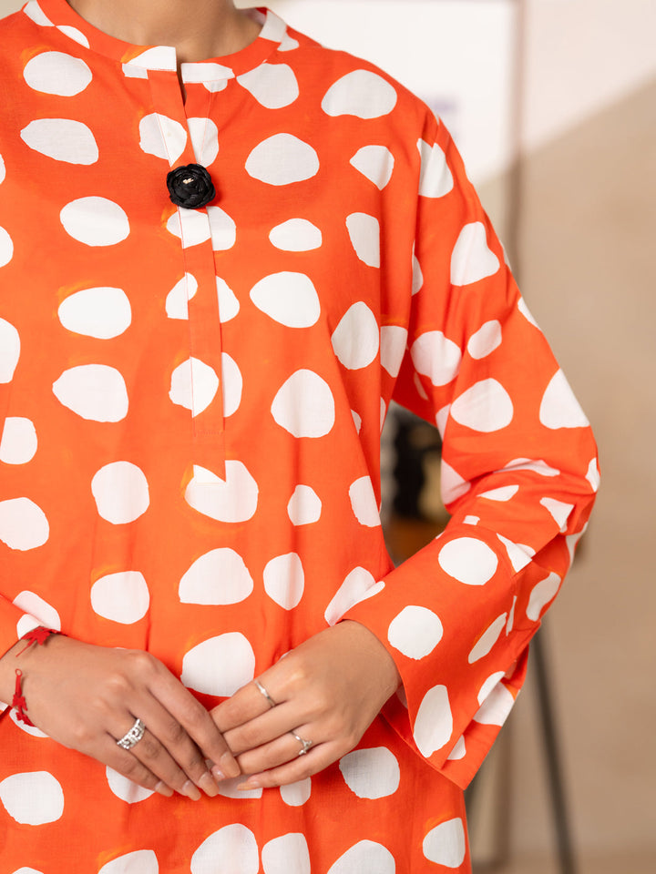 Cotton Orange Kurti - Almirah