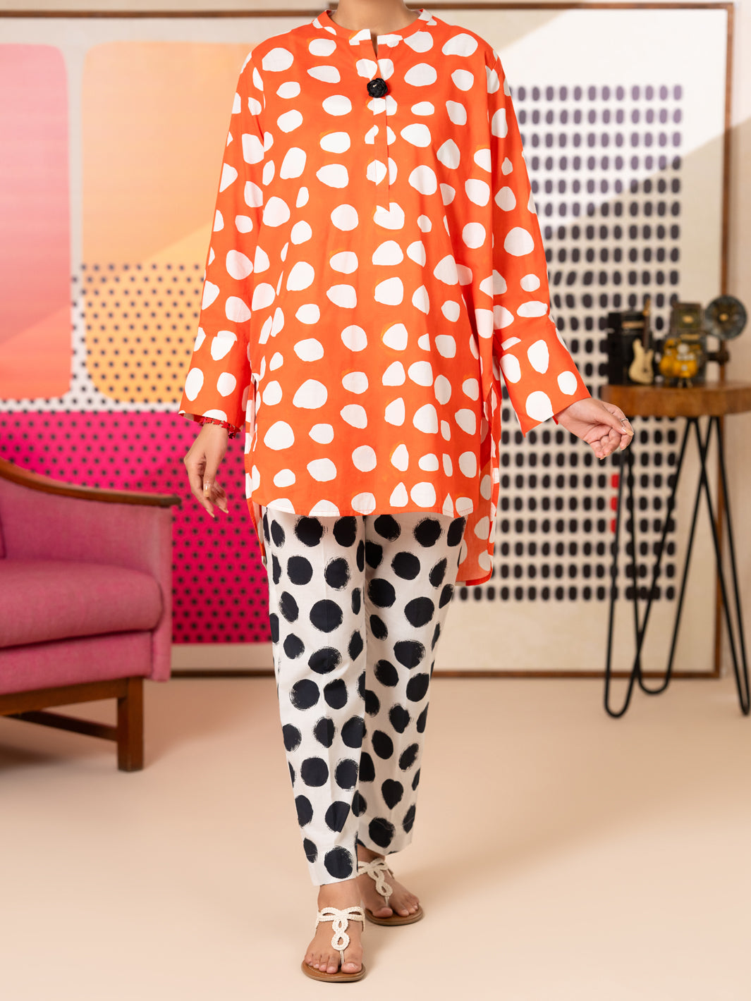 Cotton Orange Kurti - Almirah
