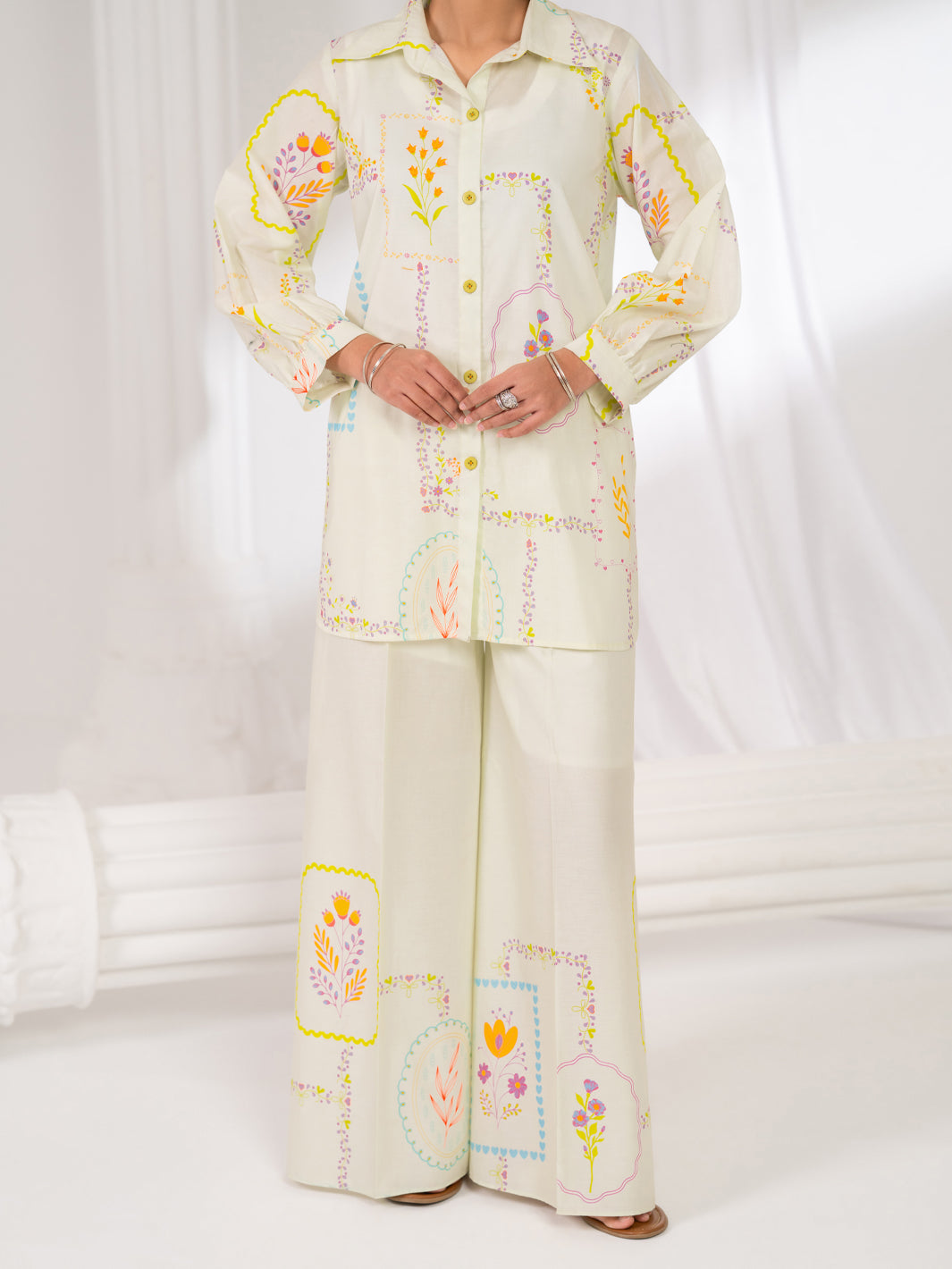 Cotton Ivory Stitched Suit - Almirah