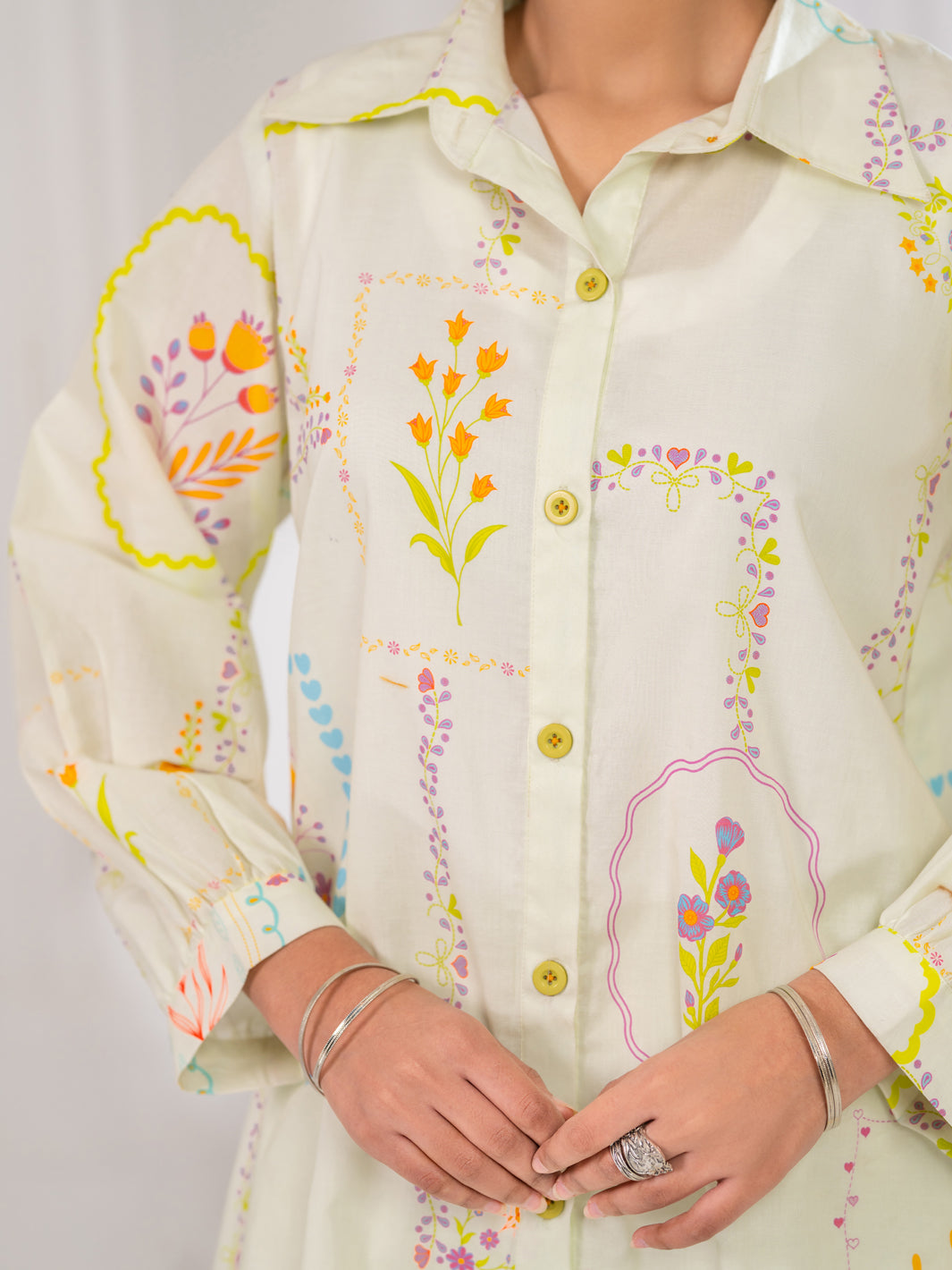 Cotton Ivory Stitched Suit - Almirah