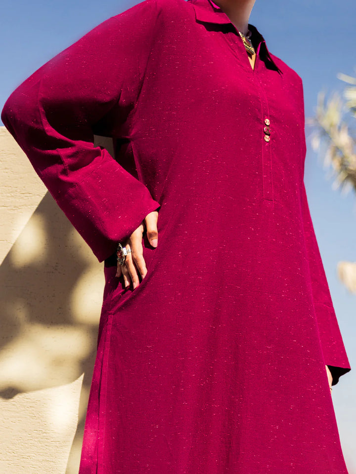 Dobby Purple Stitched Suit - Almirah