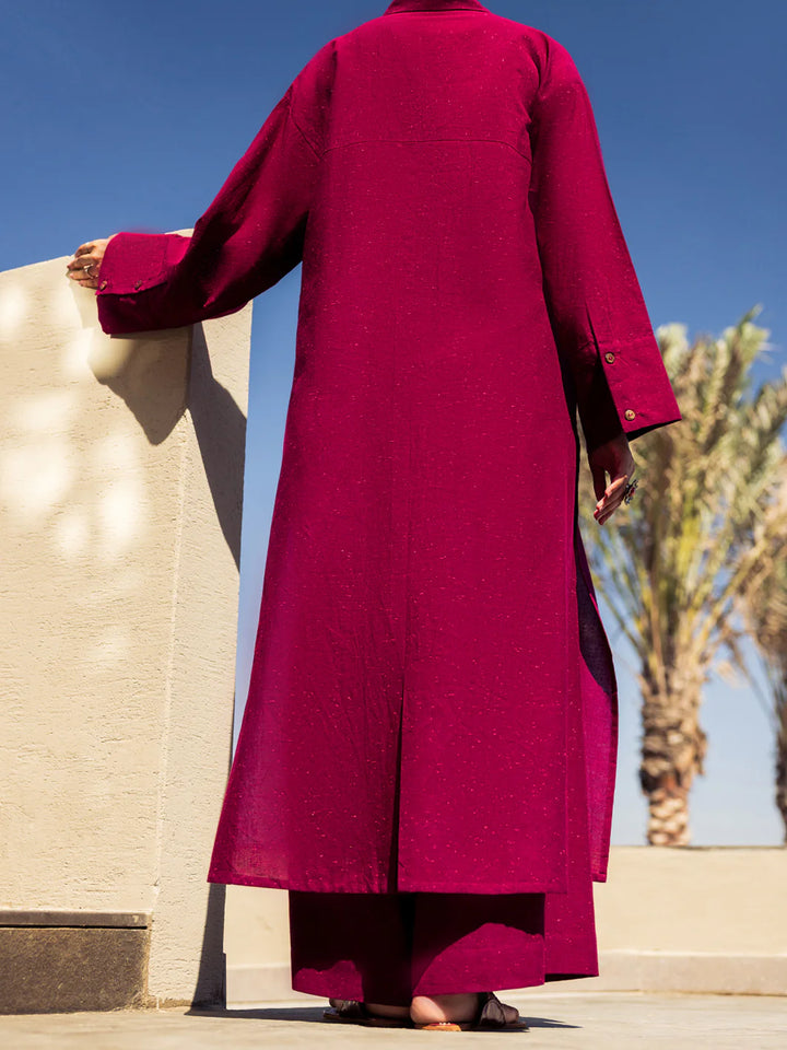 Dobby Purple Stitched Suit - Almirah