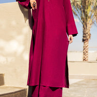 Dobby Purple Stitched Suit - Almirah