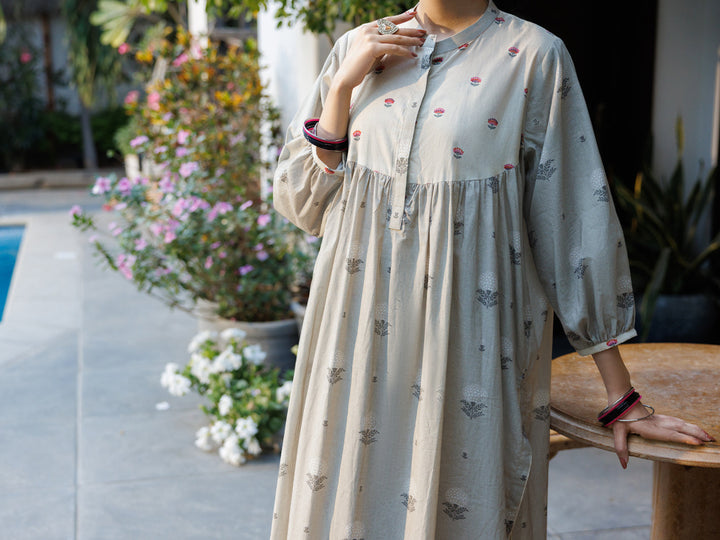 Cotton Beige Stitched Suit - Almirah