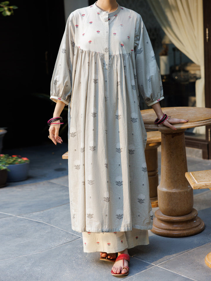 Cotton Beige Stitched Suit - Almirah