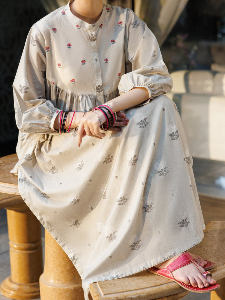 Cotton Beige Stitched Suit - Almirah