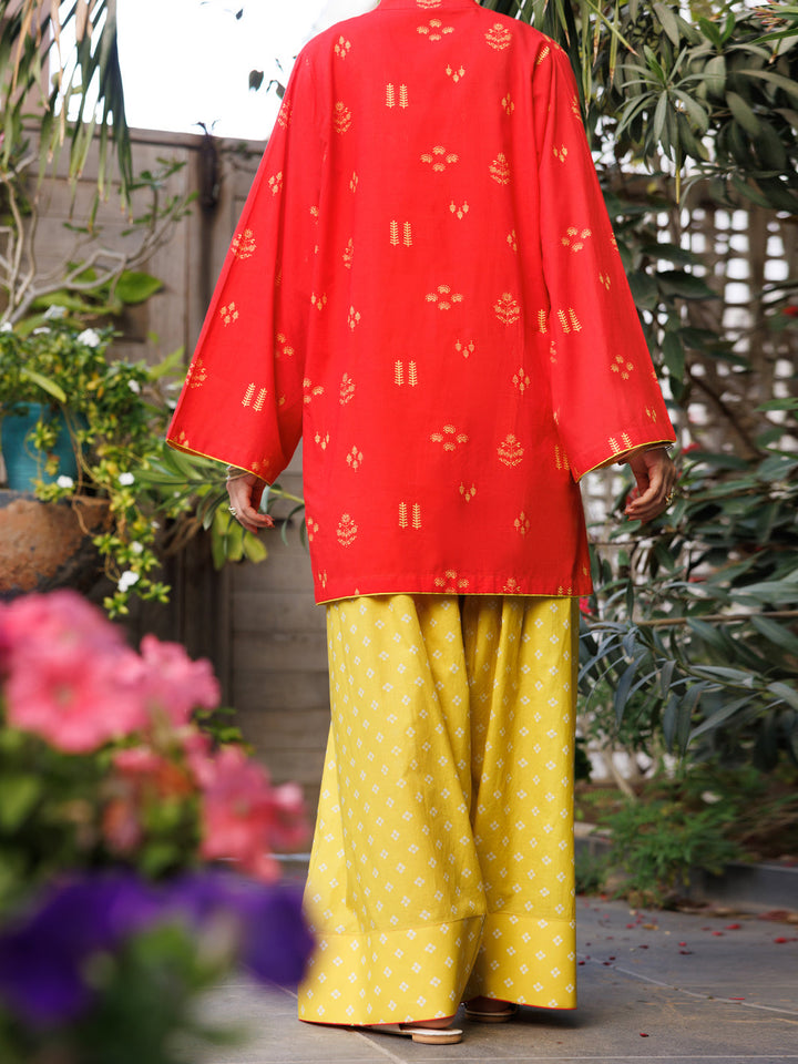 Cotton Red Stitched Suit - Almirah