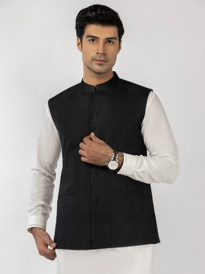 Polyester Black Waist Coat - Almirah