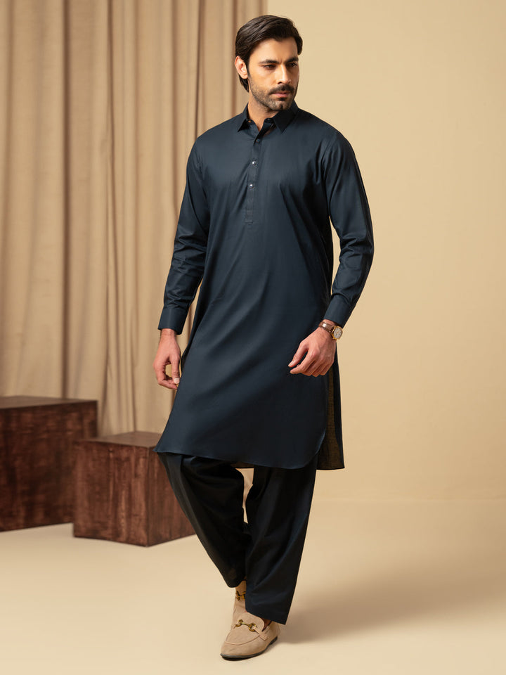 Cotton Navy Blue Shalwar Kameez - Almirah