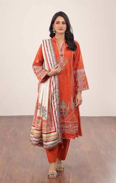 Embroidered Khaddar Light Brown 3 Piece Suit - Gul Ahmed