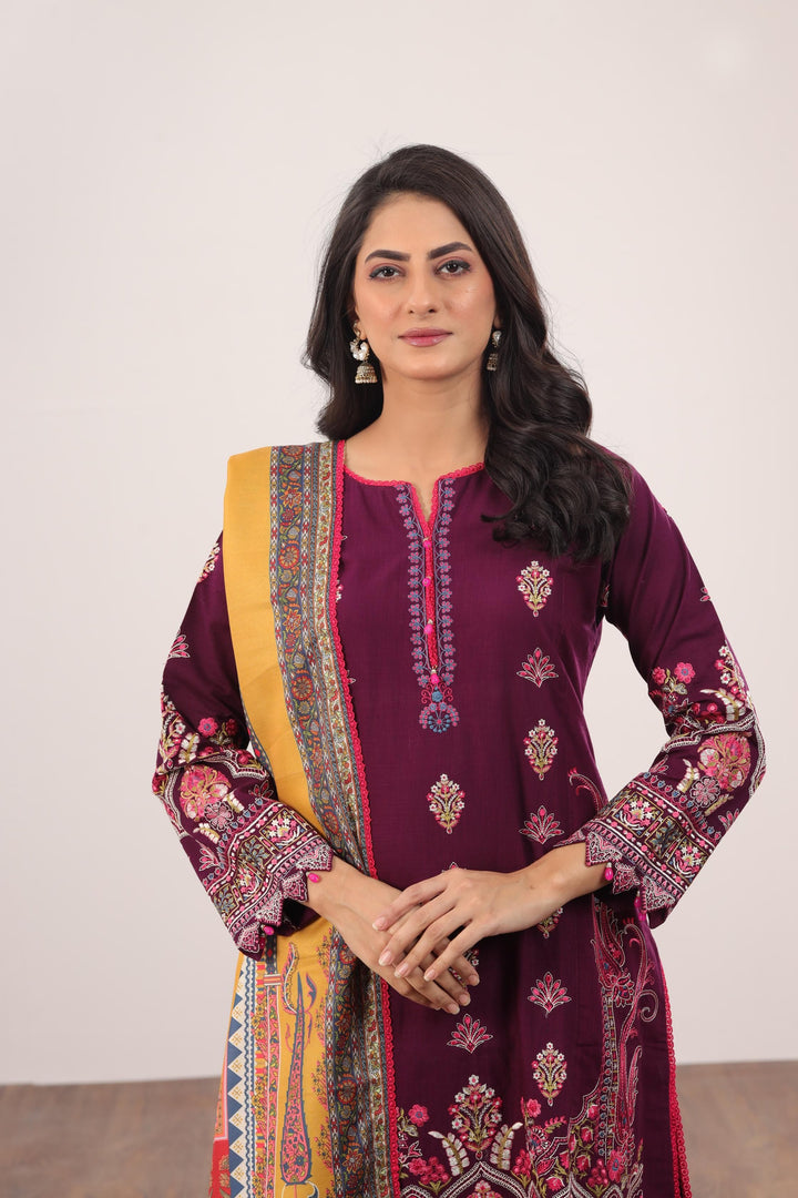 Embroidered Pashmina Purple 3 Piece Suit - Gul Ahmed
