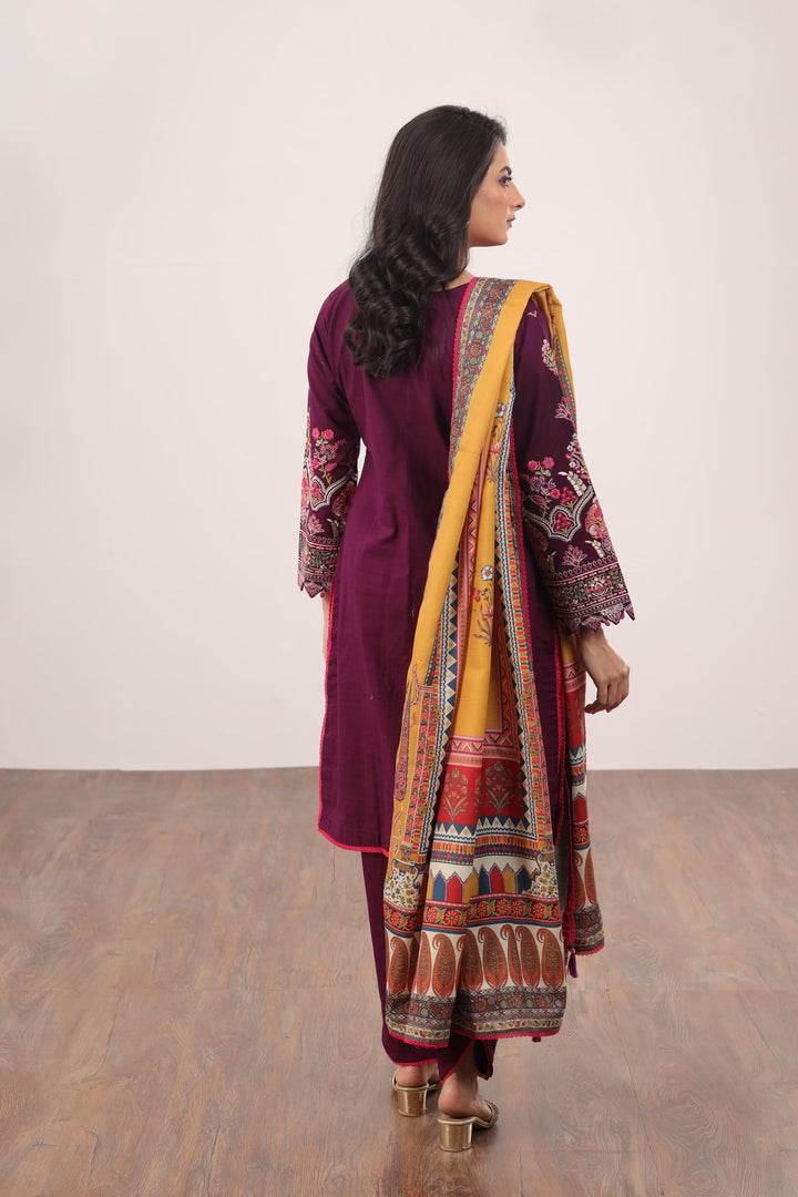Embroidered Pashmina Purple 3 Piece Suit - Gul Ahmed