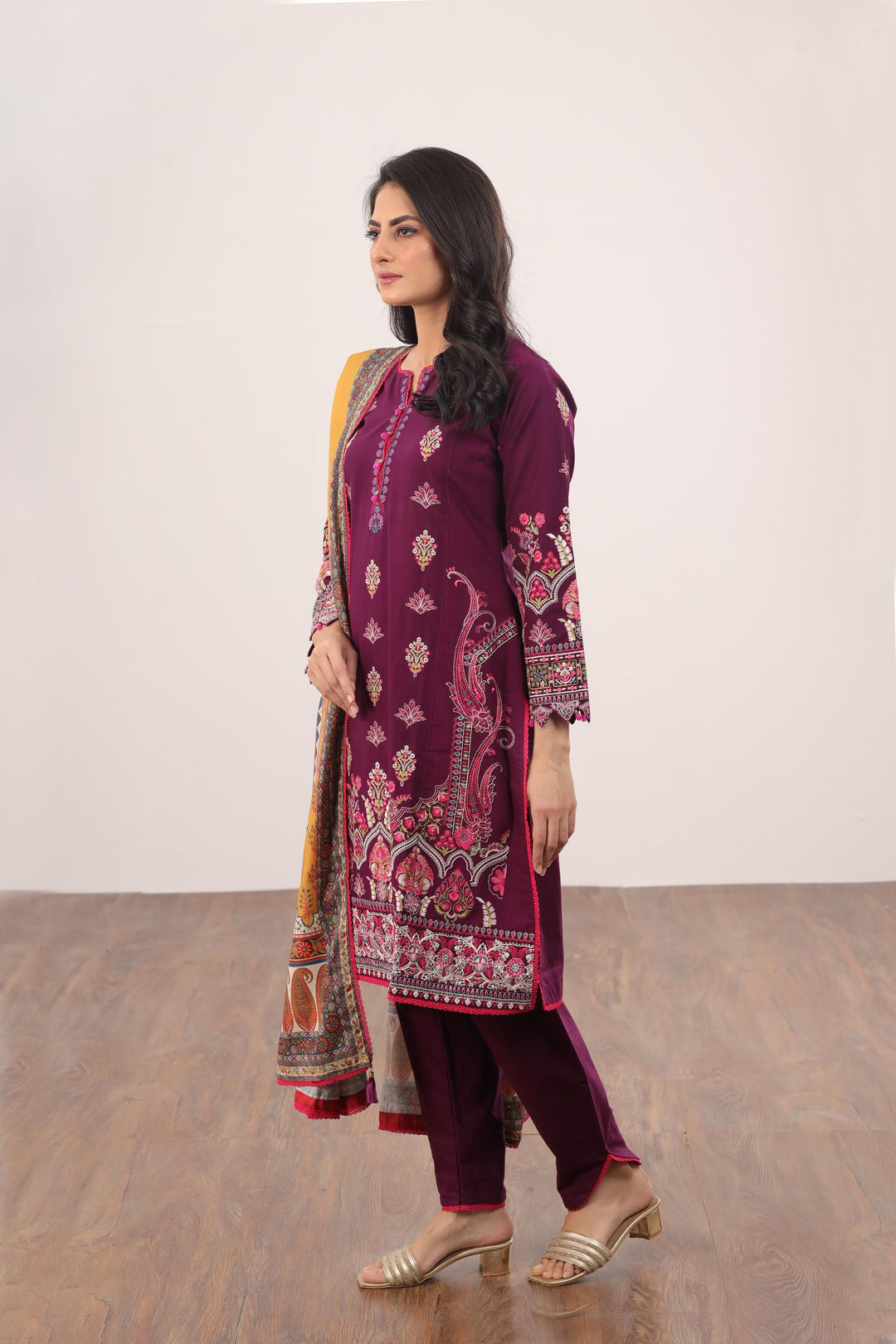 Embroidered Pashmina Purple 3 Piece Suit - Gul Ahmed