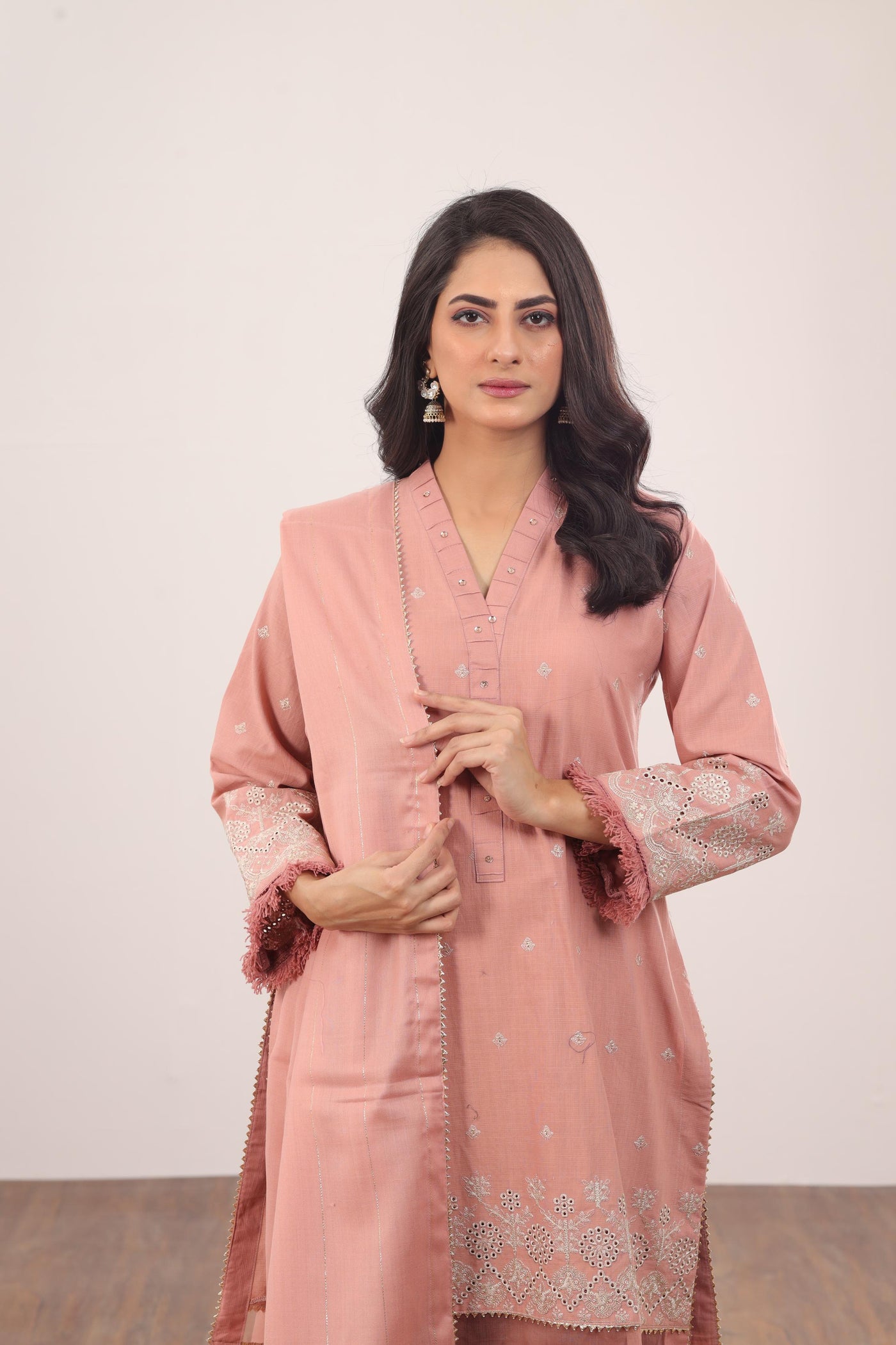 Embroidered Khaddar Tea Pink 3 Piece Suit - Gul Ahmed