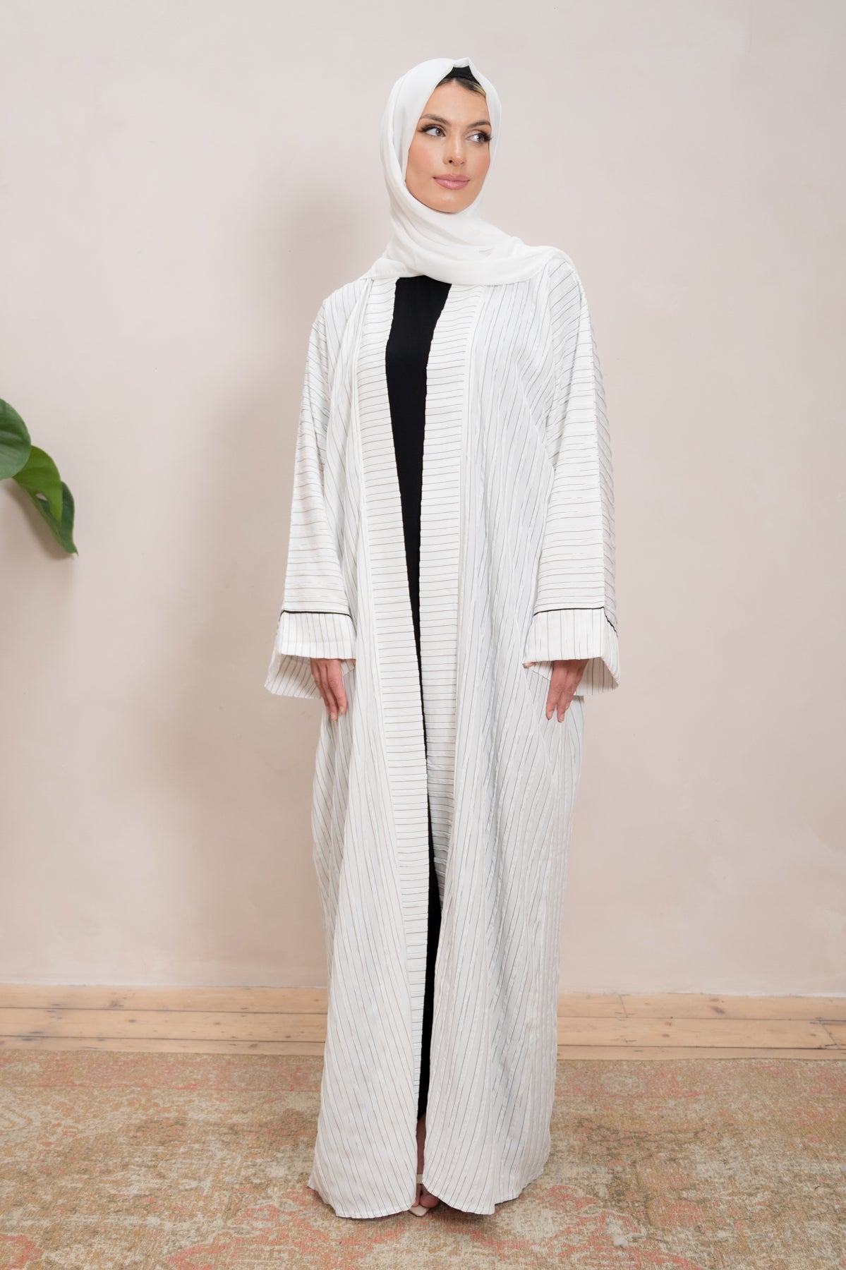 Striped Open Abaya