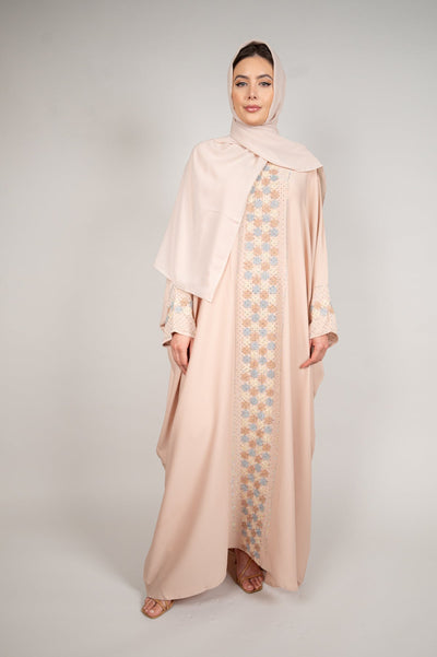 Cream Embellished Abaya