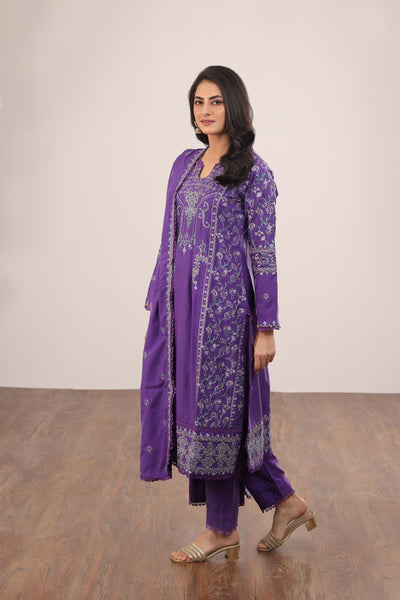 Embroidered Pashmina Magenta 3 Piece Suit - Gul Ahmed