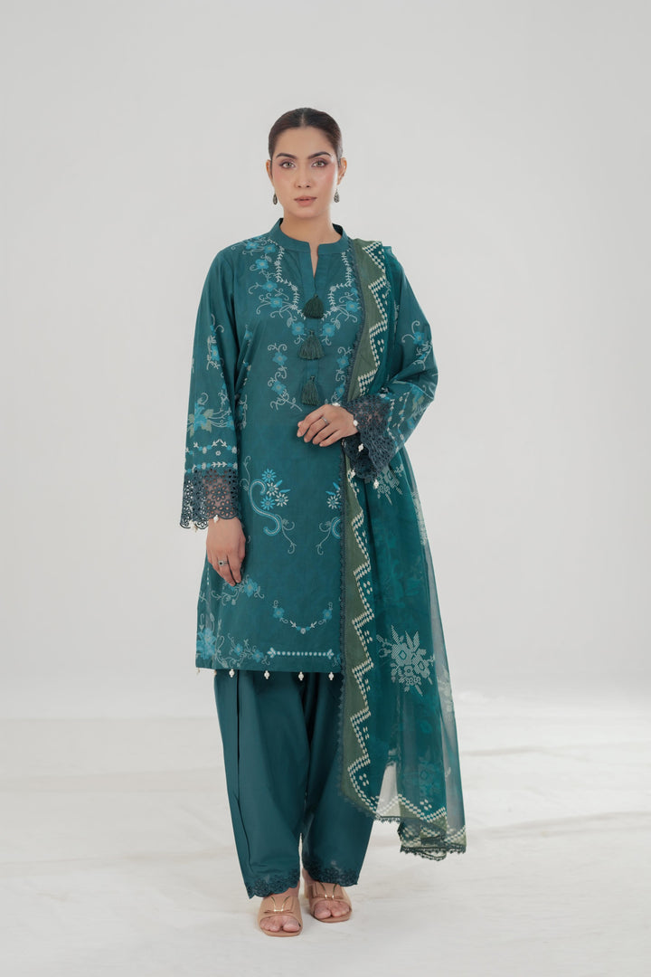 Aqua Luxe - Cross Stitch Embroidered Lawn Stitched