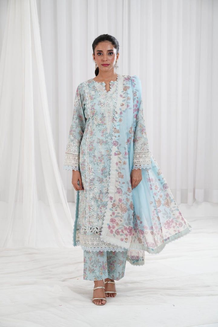 Aquamarine - Afrozeh Summer Together Stitched