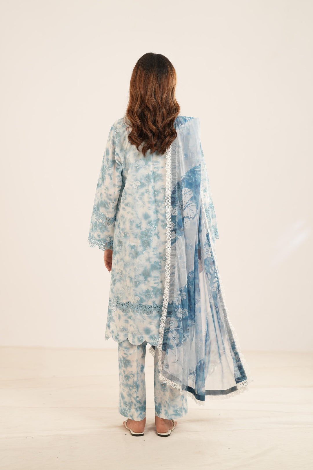Aqua Veil - Farasha Printed Essentials Stitched