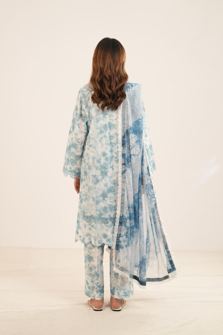 Aqua Veil - Farasha Printed Essentials Stitched