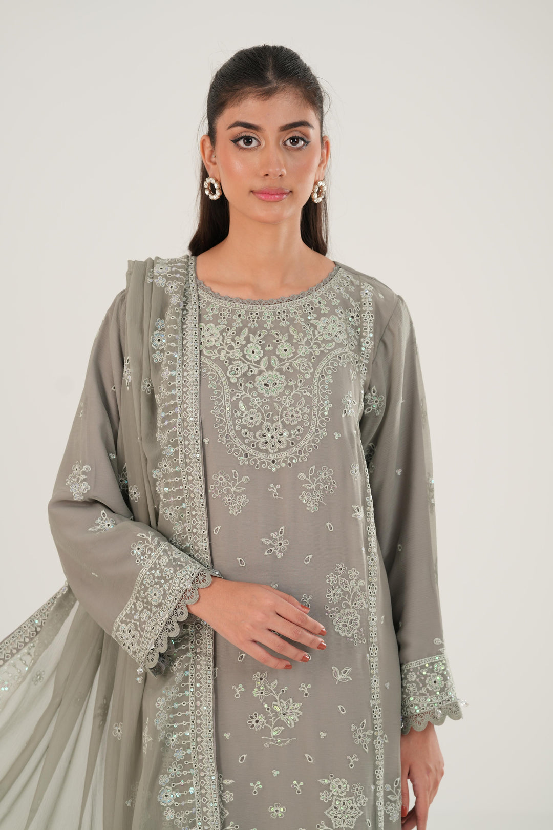 Ash Green - Farasha Essence Formals Stitched