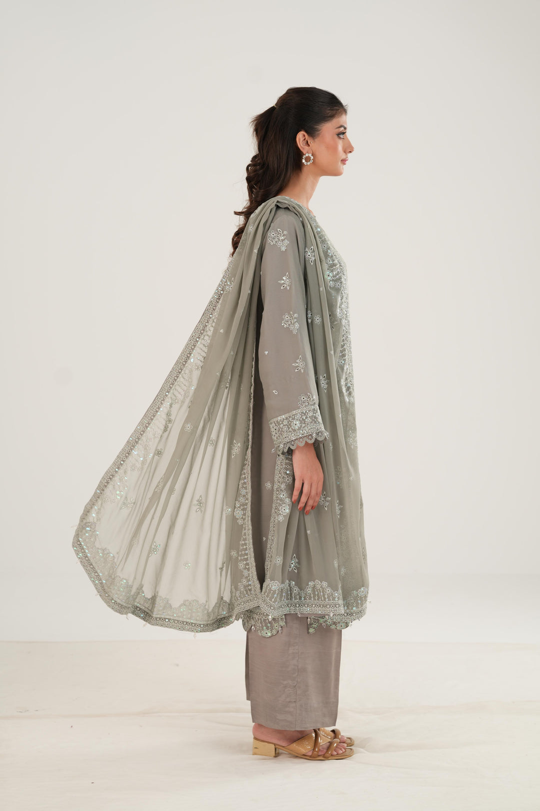 Ash Green - Farasha Essence Formals Stitched