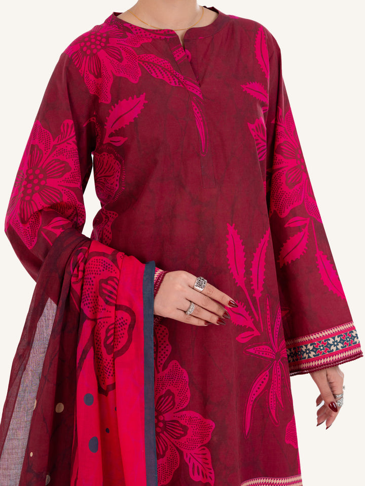Cambric Fuchsia Stitched Suit - Almirah