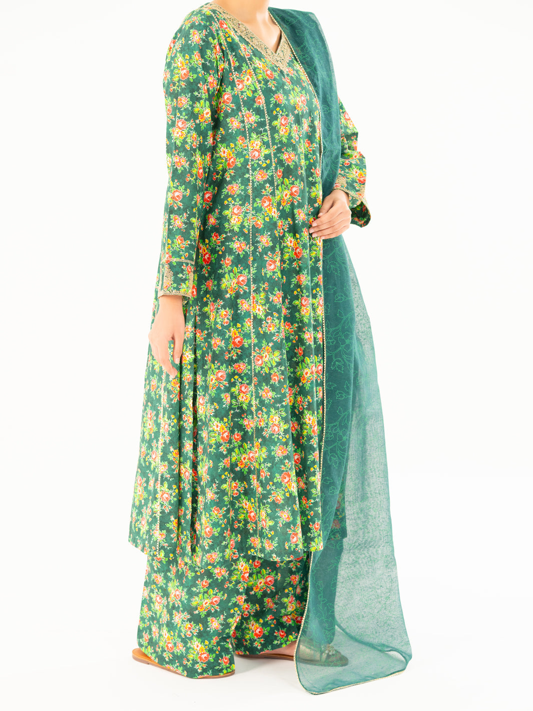 Cambric Green Stitched Suit - Almirah