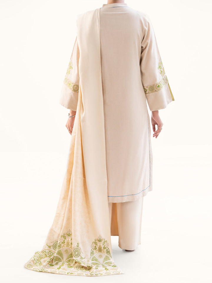 Dobby Off White Stitched Suit - Almirah