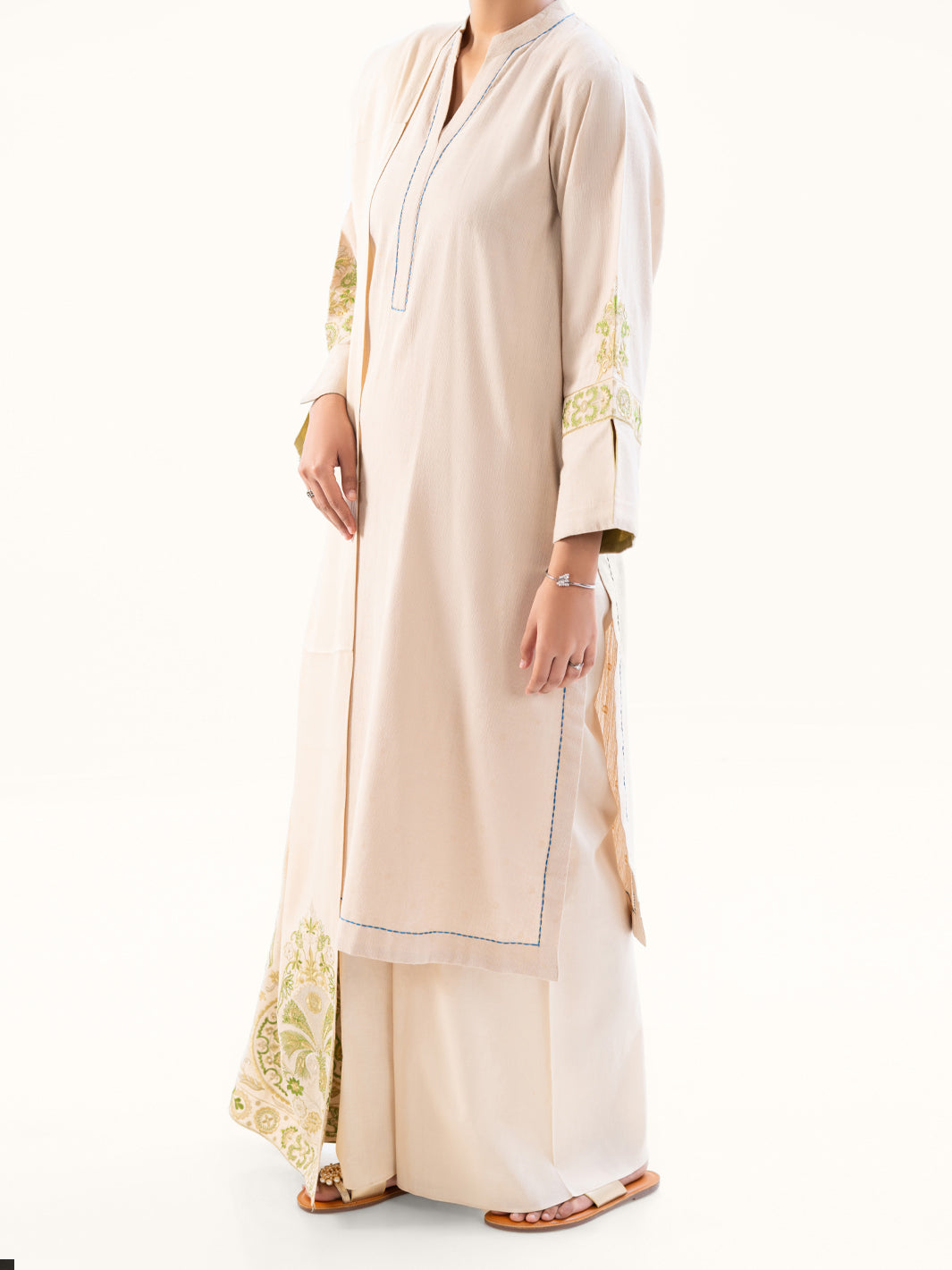 Dobby Off White Stitched Suit - Almirah