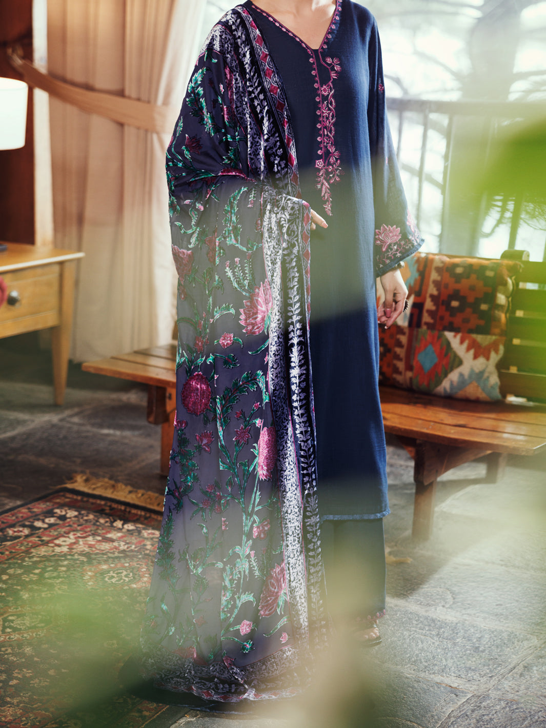 Crosshatch Blue Unstitched Suit - Almirah