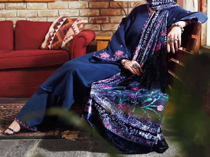 Crosshatch Blue Unstitched Suit - Almirah