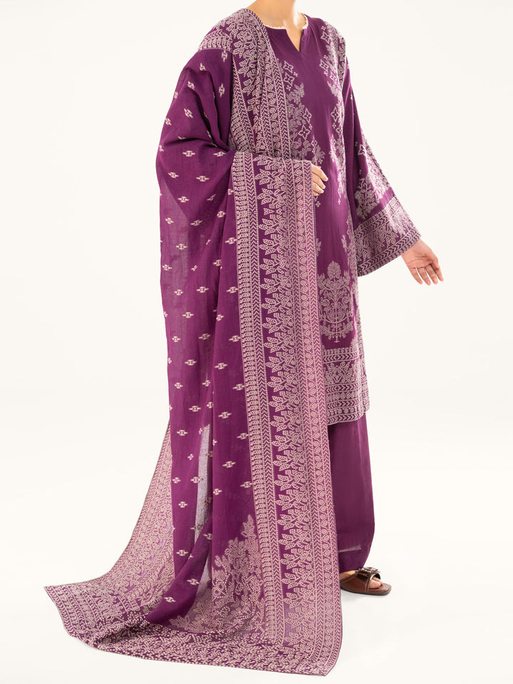 Jacquard Purple Stitched Suit - Almirah