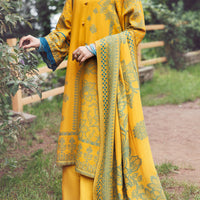 Jacquard Yellow Stitched Suit - Almirah