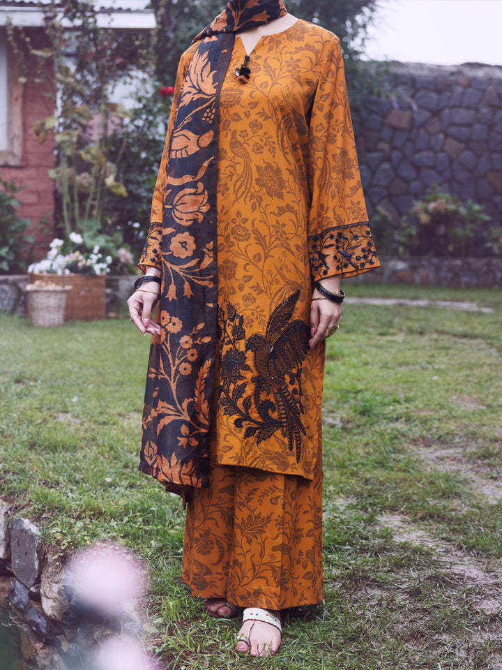 Viscose Mustard Stitched Suit - Almirah
