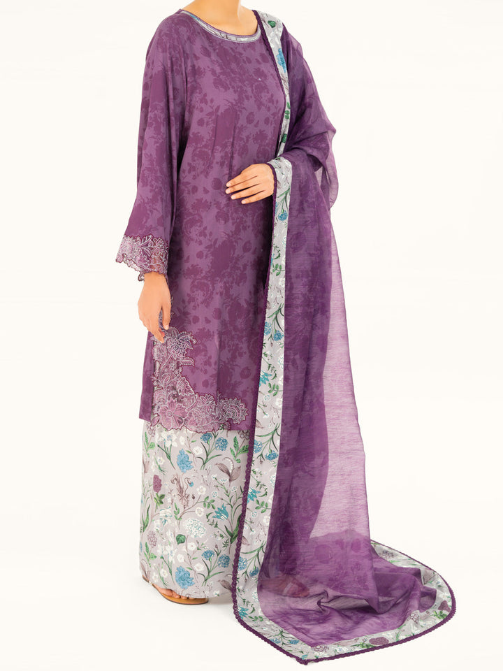 Viscose Purple Stitched Suit - Almirah