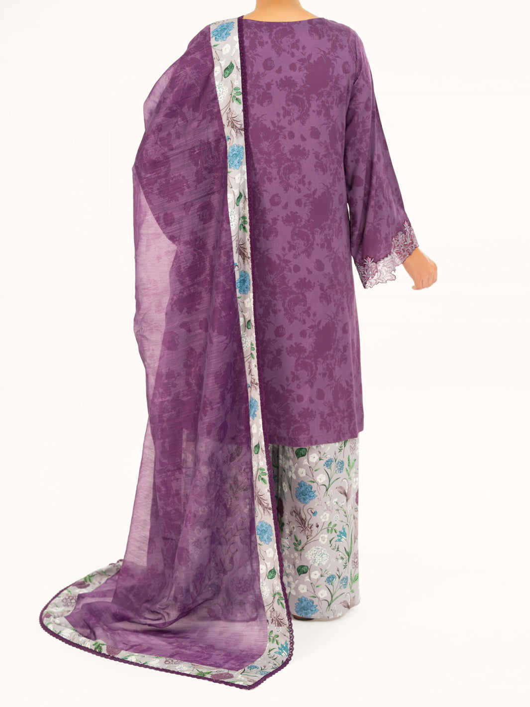 Viscose Purple Stitched Suit - Almirah