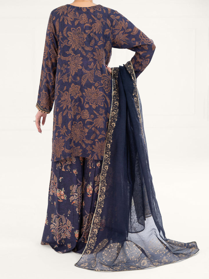 Maple Silk Navy Blue Stitched Suit - Almirah