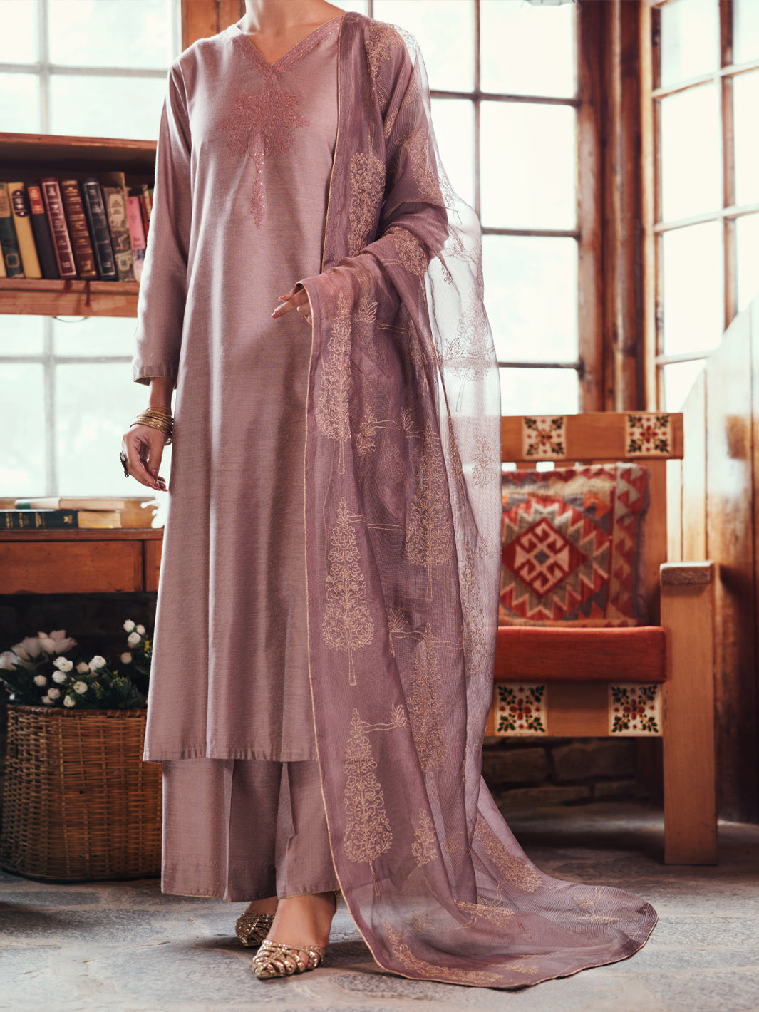 Poly Cotton Fawn Stitched Suit - Almirah