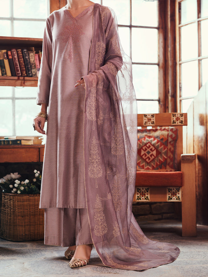Poly Cotton Fawn Stitched Suit - Almirah