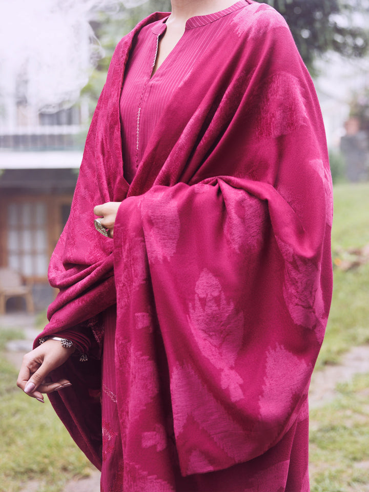 Velvet Stripe Pink Stitched Suit - Almirah