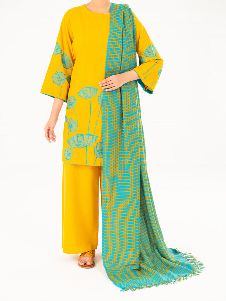 Karandi Mustard Stitched Suit - Almirah