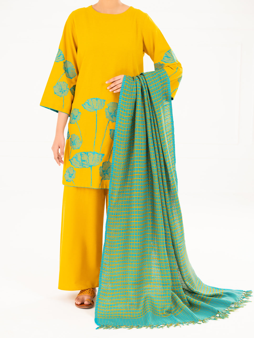 Karandi Mustard Stitched Suit - Almirah