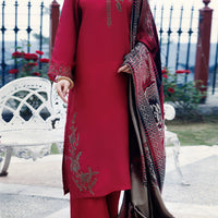 Silk Red Stitched Suit - Almirah
