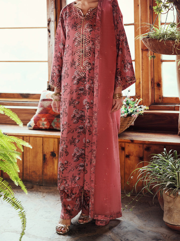 Viscose Tea Pink Stitched Suit - Almirah
