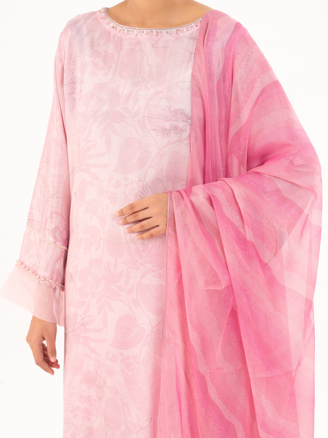 Thai Silk Light Pink Stitched Suit - Almirah